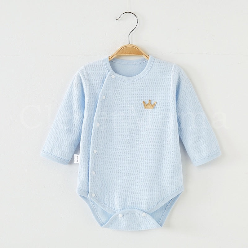 Newborn Tie-side style Plain Long Sleeves onesie