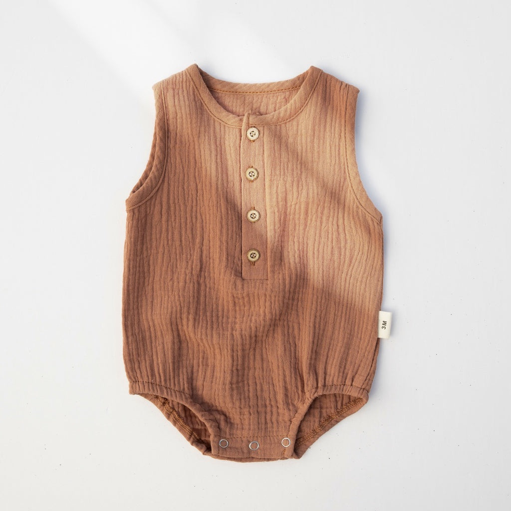 Muslin Cotton Plain Sleeveless Bodysuits