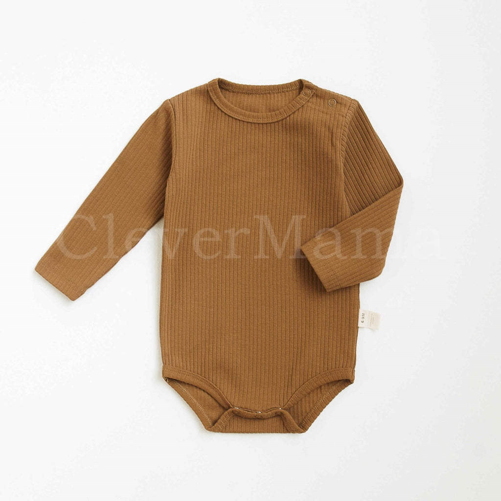 Premium Plain Rib Knitted Long-Sleeve Onesie