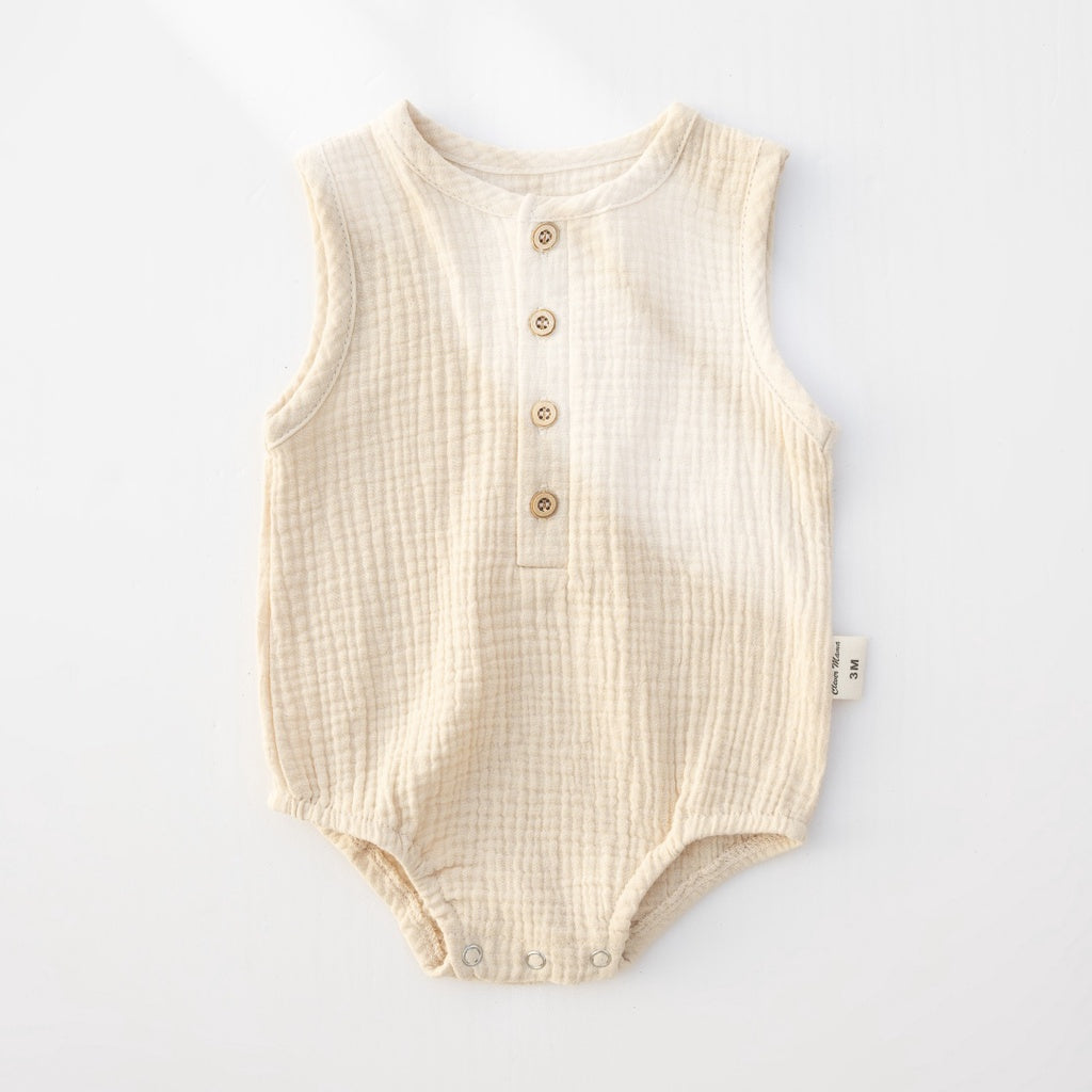 Muslin Cotton Plain Sleeveless Bodysuits