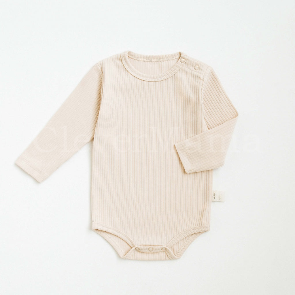 Premium Plain Rib Knitted Long-Sleeve Onesie