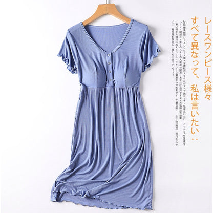 Modal Button-Down Padded Maternity/Nursing Dress