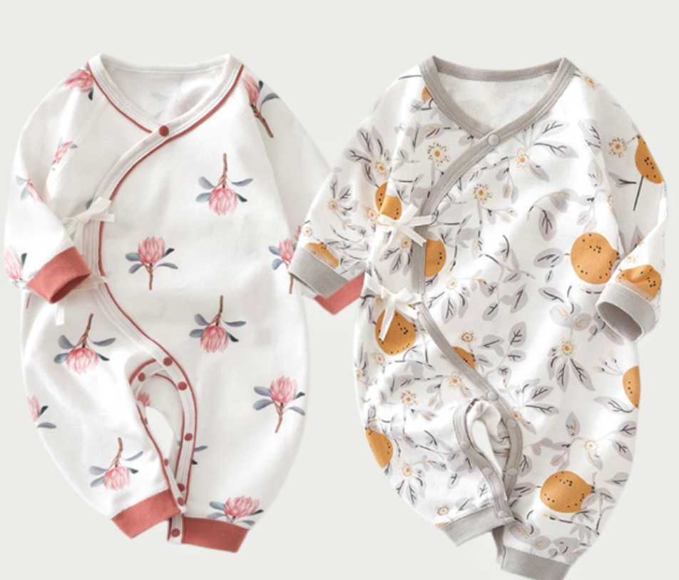 Dreamy Tie-Side Newborn Jumpsuit Sleepwear (Nature)