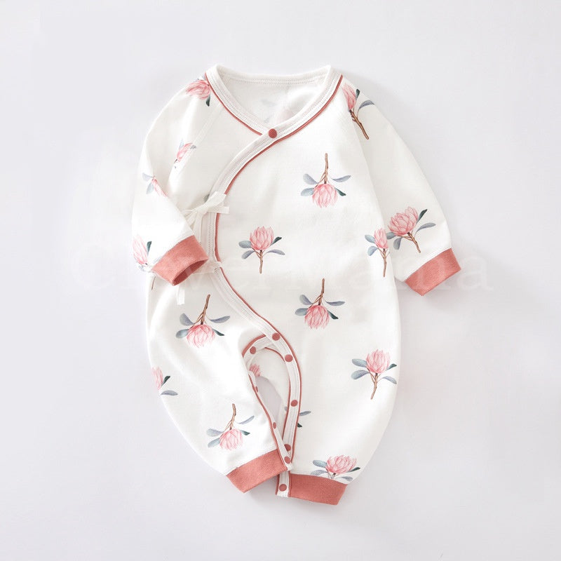 Dreamy Tie-Side Newborn Jumpsuit Sleepwear (Nature)