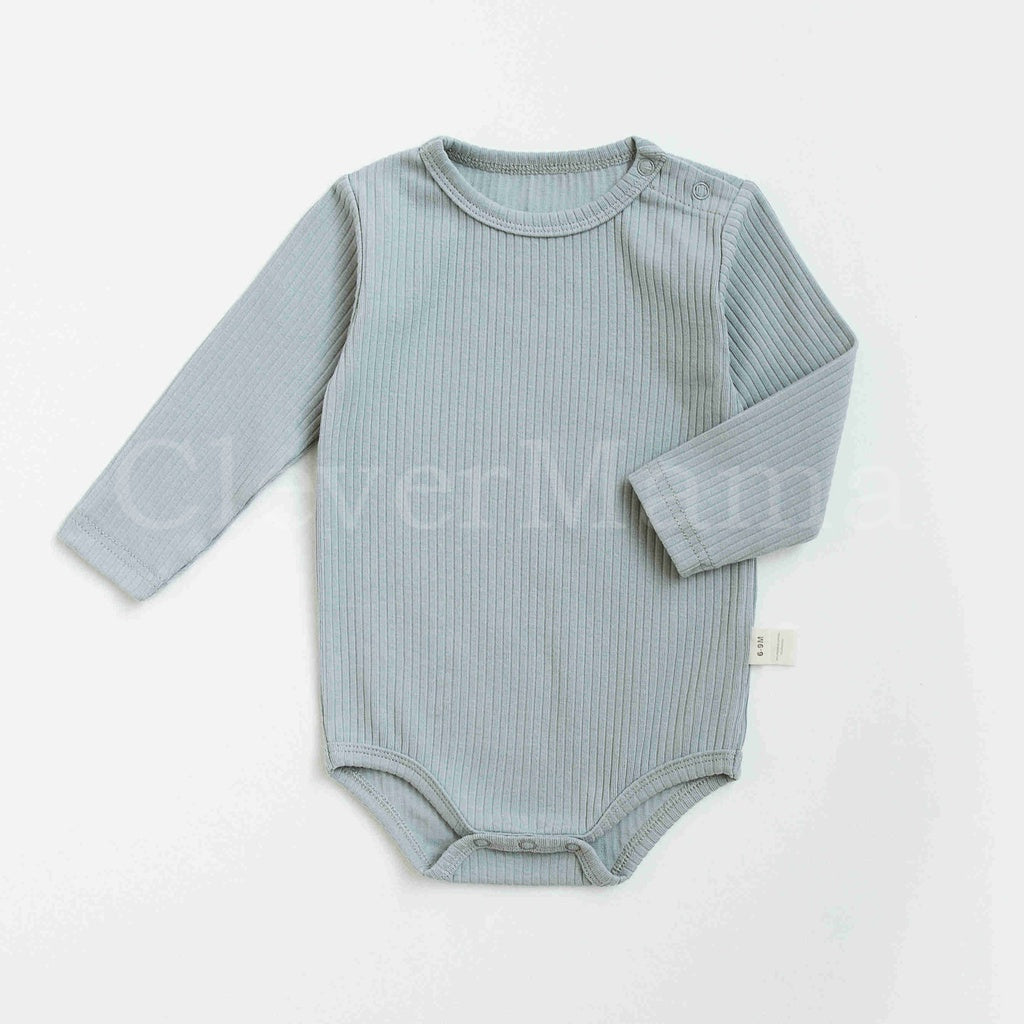 Premium Plain Rib Knitted Long-Sleeve Onesie