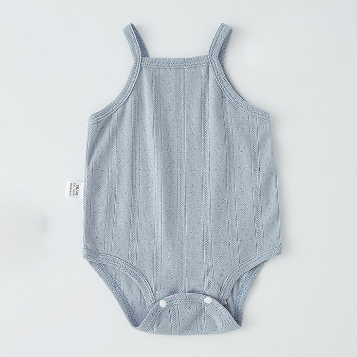 Summer Breeze Spaghetti Strap Pointelle Sleeveless Onesies for Baby Girl