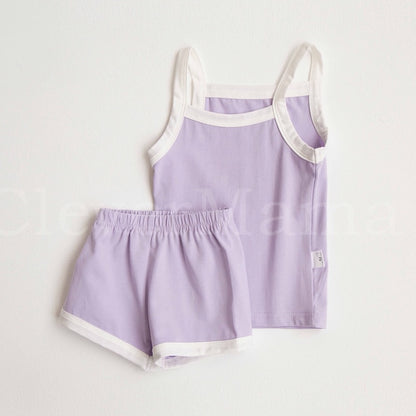 Spaghetti Strap Plain Top and Shorts Set Baby/Toddler Girls Terno