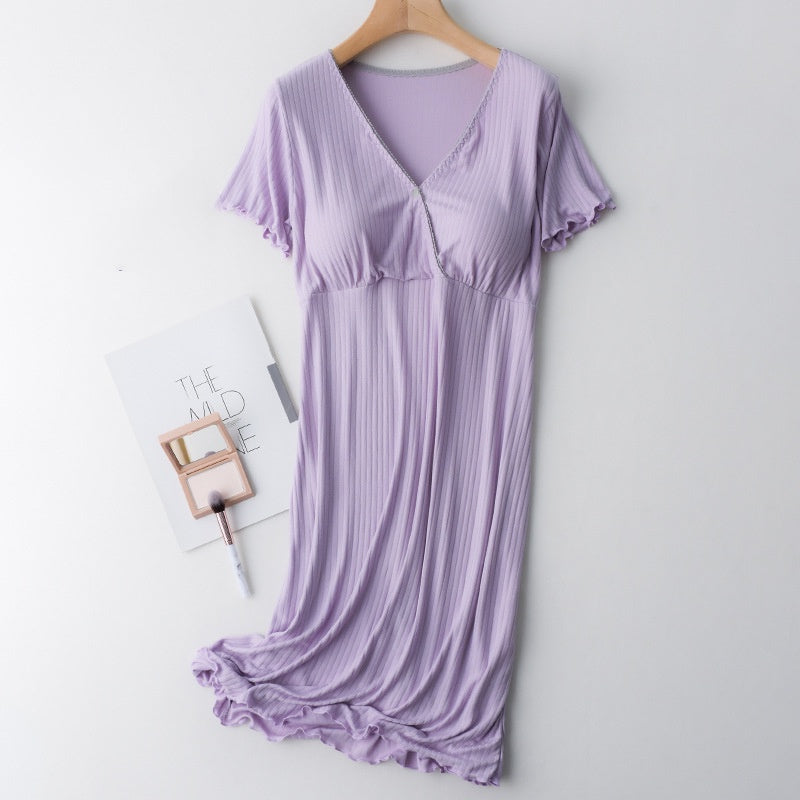 V-neck Padded Maternity/Nursing Dress