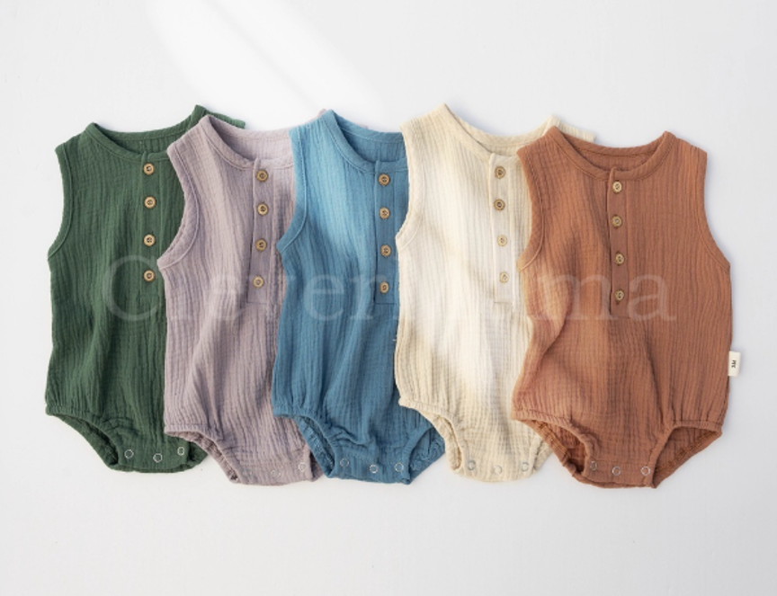 Muslin Cotton Plain Sleeveless Bodysuits