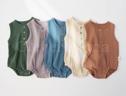 Muslin Cotton Plain Sleeveless Bodysuits