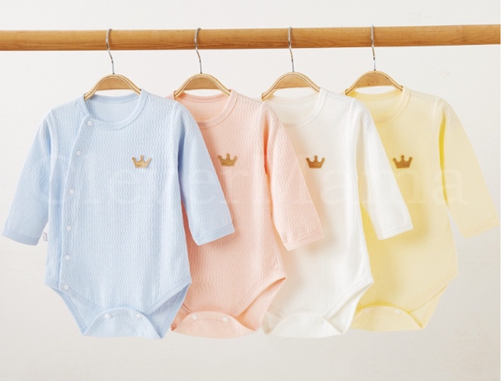 Newborn Tie-side style Plain Long Sleeves onesie