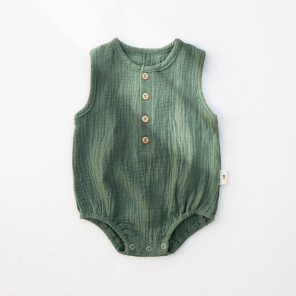 Muslin Cotton Plain Sleeveless Bodysuits