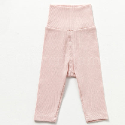 Rib Cotton High Waist Plain Pants