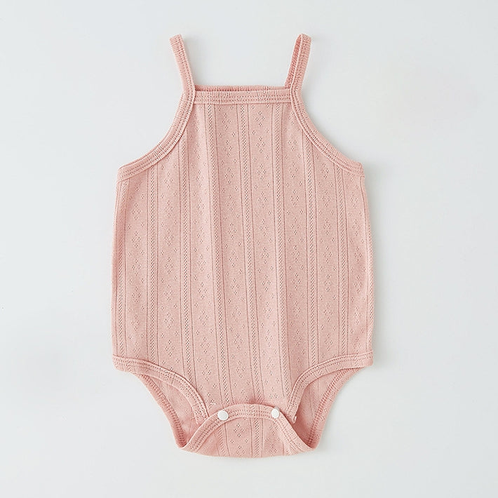 Summer Breeze Spaghetti Strap Pointelle Sleeveless Onesies for Baby Girl