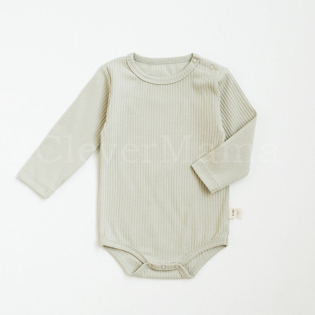 Premium Plain Rib Knitted Long-Sleeve Onesie