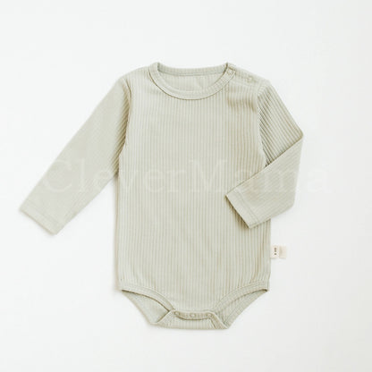 Premium Plain Rib Knitted Long-Sleeve Onesie