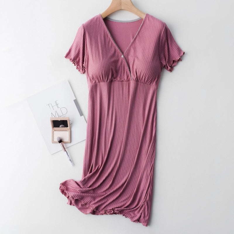 V-neck Padded Maternity/Nursing Dress