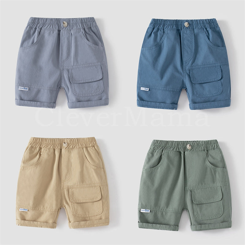 Summer 100% Cotton Boys Casual Cargo Shorts