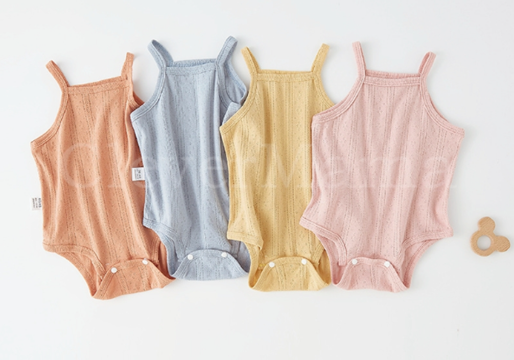 Summer Breeze Spaghetti Strap Pointelle Sleeveless Onesies for Baby Girl