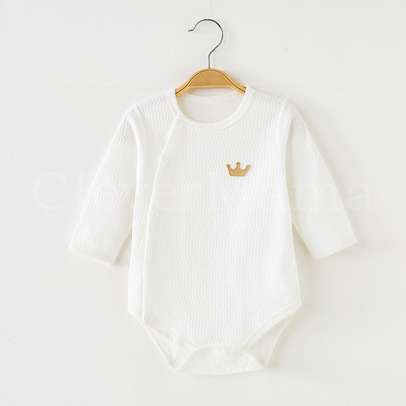 Newborn Tie-side style Plain Long Sleeves onesie