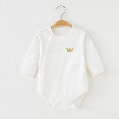 Newborn Tie-side style Plain Long Sleeves onesie