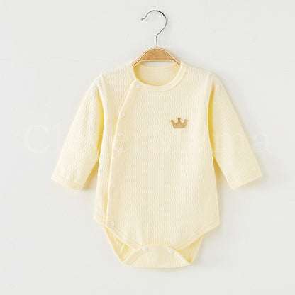 Newborn Tie-side style Plain Long Sleeves onesie