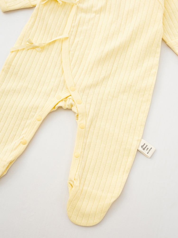 Plain Textured Tie-side Footed Pajama